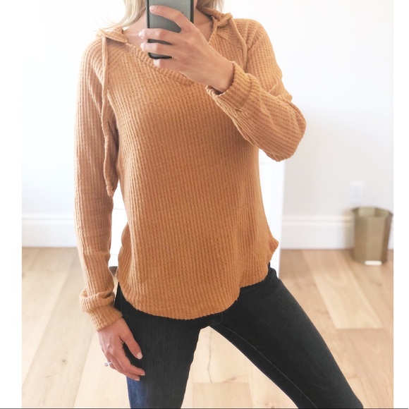 Golden Waffle Hacci Loose Fit Hoodie Large - Picture 3 of 7